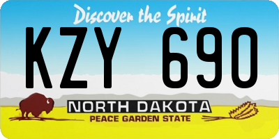 ND license plate KZY690