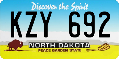 ND license plate KZY692