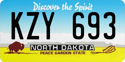 ND license plate KZY693