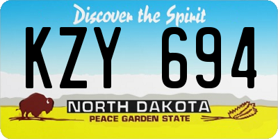 ND license plate KZY694