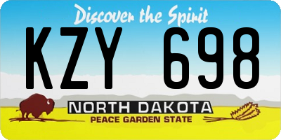 ND license plate KZY698