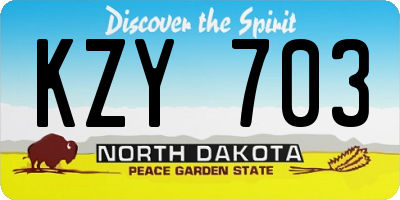 ND license plate KZY703