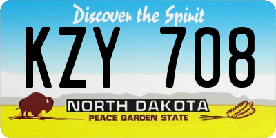 ND license plate KZY708