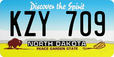 ND license plate KZY709