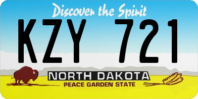 ND license plate KZY721