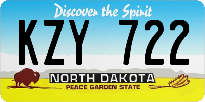 ND license plate KZY722