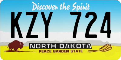 ND license plate KZY724