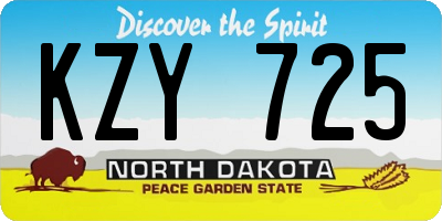 ND license plate KZY725