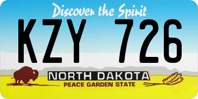 ND license plate KZY726