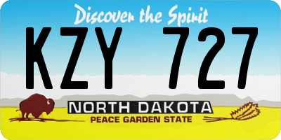 ND license plate KZY727