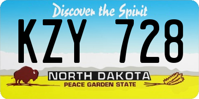 ND license plate KZY728