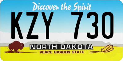 ND license plate KZY730