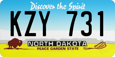 ND license plate KZY731
