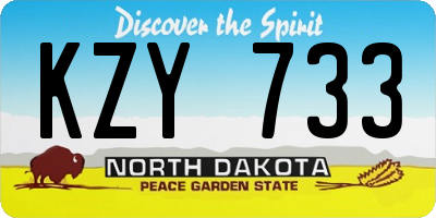 ND license plate KZY733