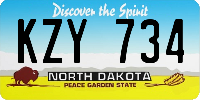 ND license plate KZY734