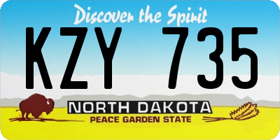 ND license plate KZY735