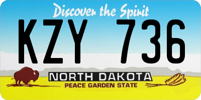 ND license plate KZY736