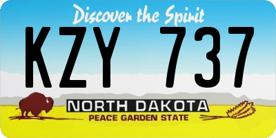 ND license plate KZY737