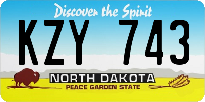 ND license plate KZY743