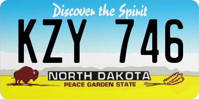 ND license plate KZY746