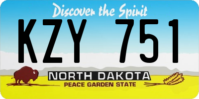 ND license plate KZY751