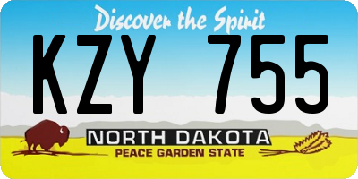 ND license plate KZY755