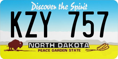 ND license plate KZY757