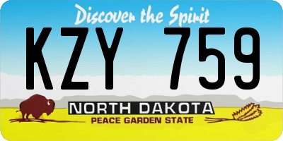 ND license plate KZY759