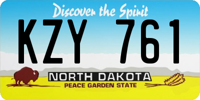 ND license plate KZY761