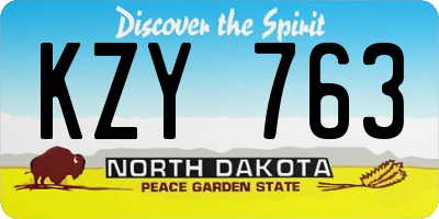 ND license plate KZY763