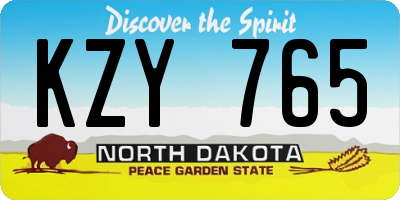 ND license plate KZY765