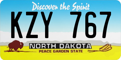 ND license plate KZY767