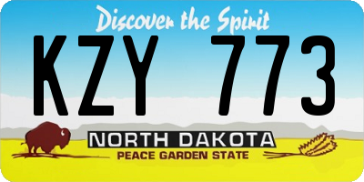 ND license plate KZY773