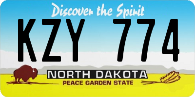 ND license plate KZY774