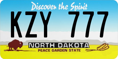 ND license plate KZY777