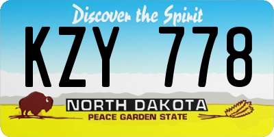 ND license plate KZY778