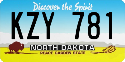 ND license plate KZY781