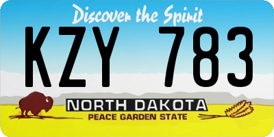 ND license plate KZY783