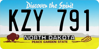 ND license plate KZY791