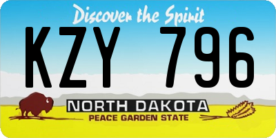 ND license plate KZY796