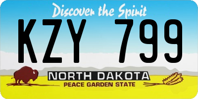 ND license plate KZY799