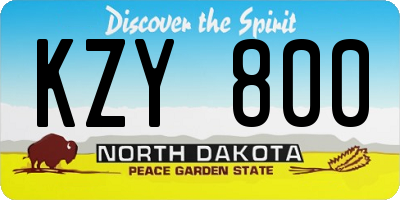 ND license plate KZY800