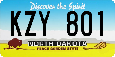 ND license plate KZY801