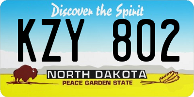 ND license plate KZY802