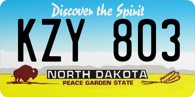 ND license plate KZY803