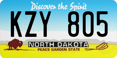 ND license plate KZY805