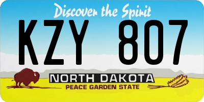 ND license plate KZY807