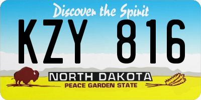 ND license plate KZY816