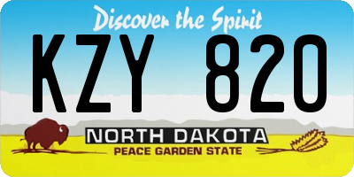 ND license plate KZY820