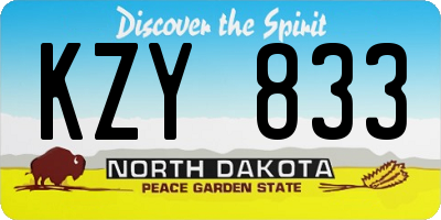 ND license plate KZY833